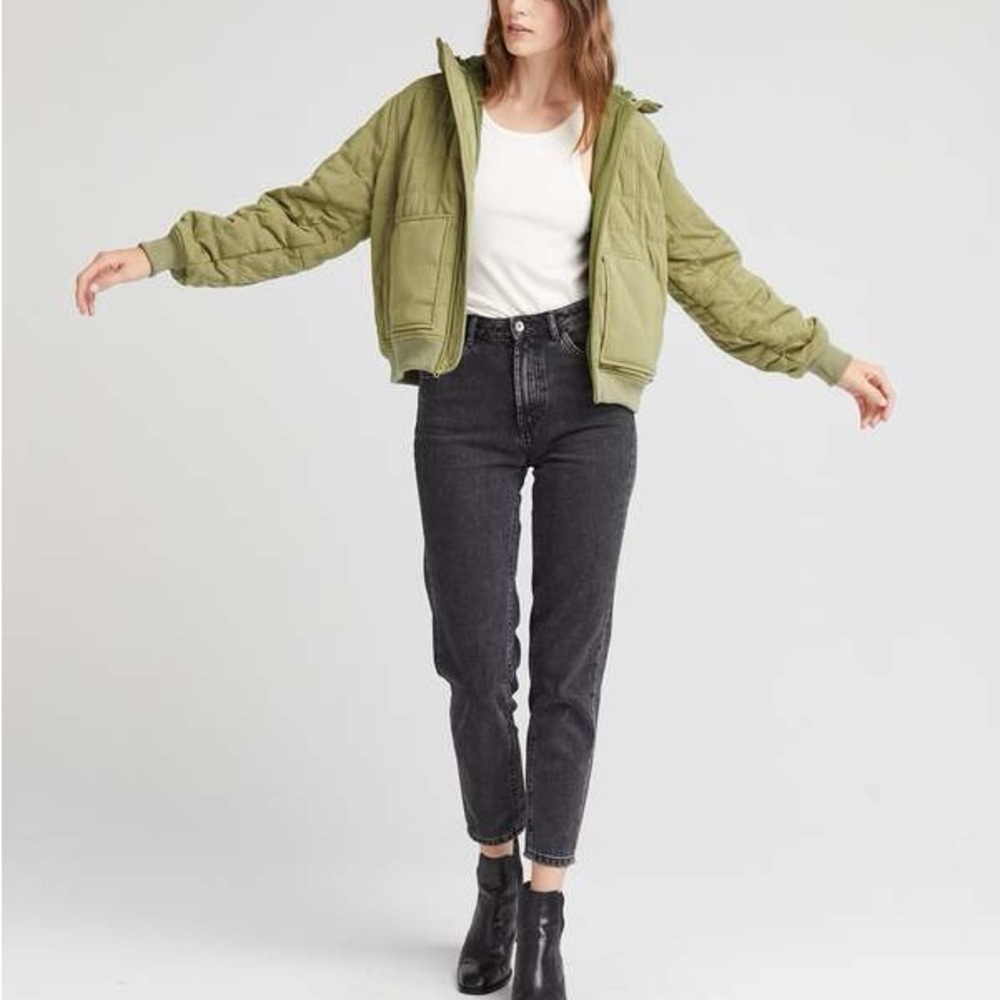 RICHER POORER Quilted Modal Bomber Jacket in Olive Army NWOT - Picture 3 of 10